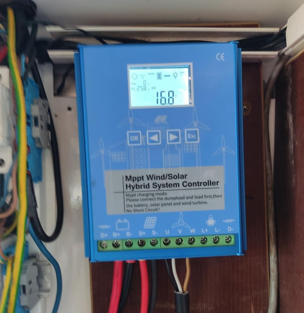 KX-ENERGIE hibridinis vėjo ir saulės įkrovimo valdiklis (MPPT/PWM) – 2000 W, 12V/24V