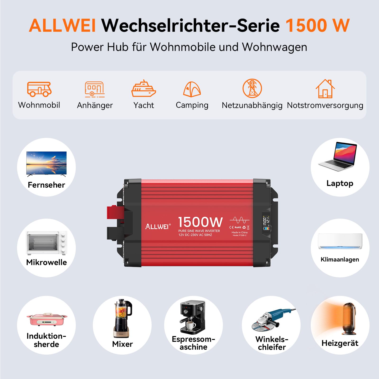 ALLWEI Švaraus Sinuso Inverteriai 12V → 230V