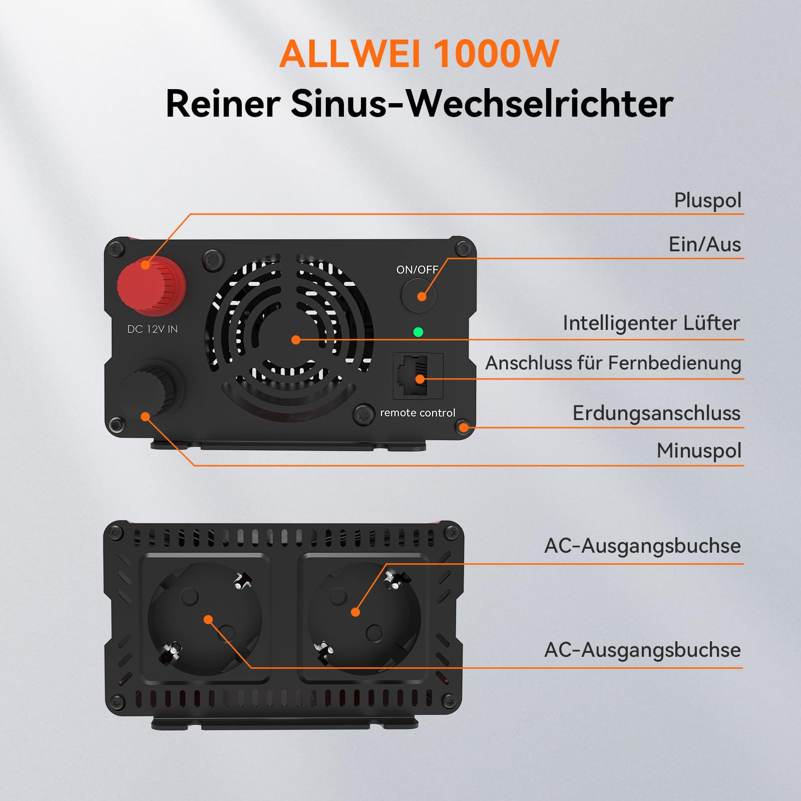 ALLWEI Švaraus Sinuso Inverteriai 12V → 230V