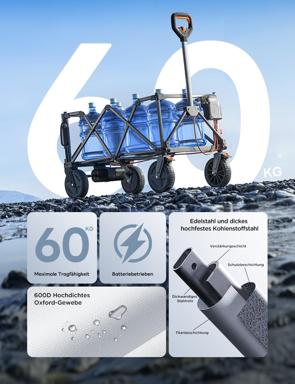 LiTHELi W1 Pro elektrinis sulankstomas vežimėlis 200L