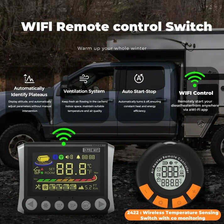 8 kW dyzelinis šildytuvas Sunster TB10pro, 12/24V, 220V su Wifi, Bluetooth ir CO signalizacija