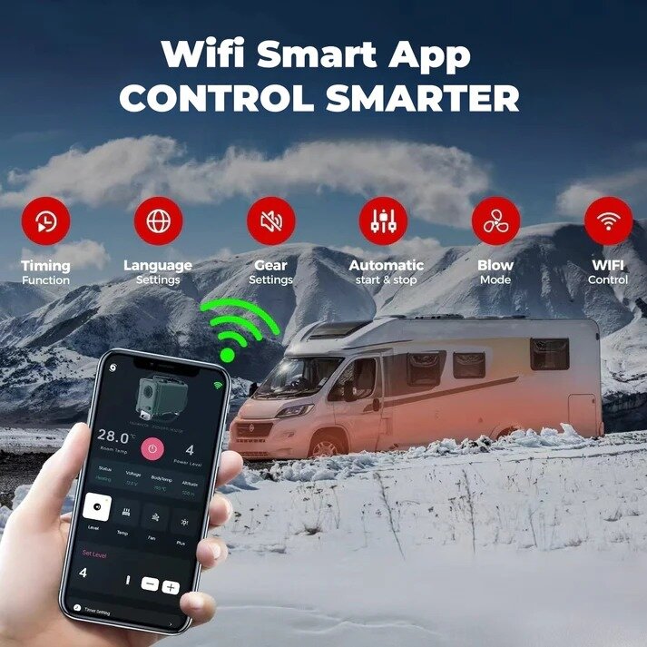 8 kW dyzelinis šildytuvas Sunster TB10pro, 12/24V, 220V su Wifi, Bluetooth ir CO signalizacija