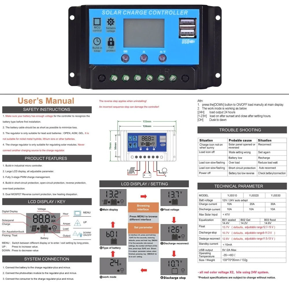 100 W lankstus saulės modulis su 10A 12/24V įkrovimo valdikliu