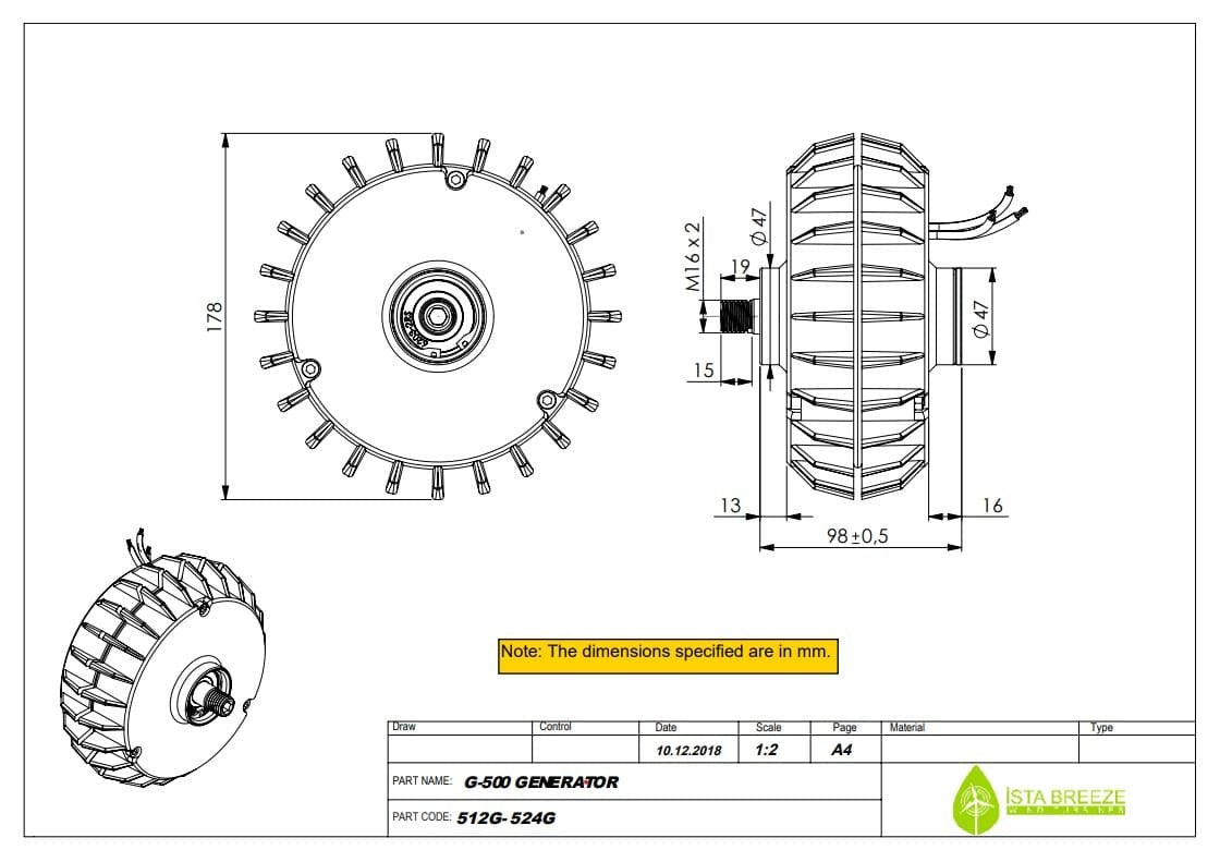 Istabreeze G-500 12V nuolatinio magneto generatorius