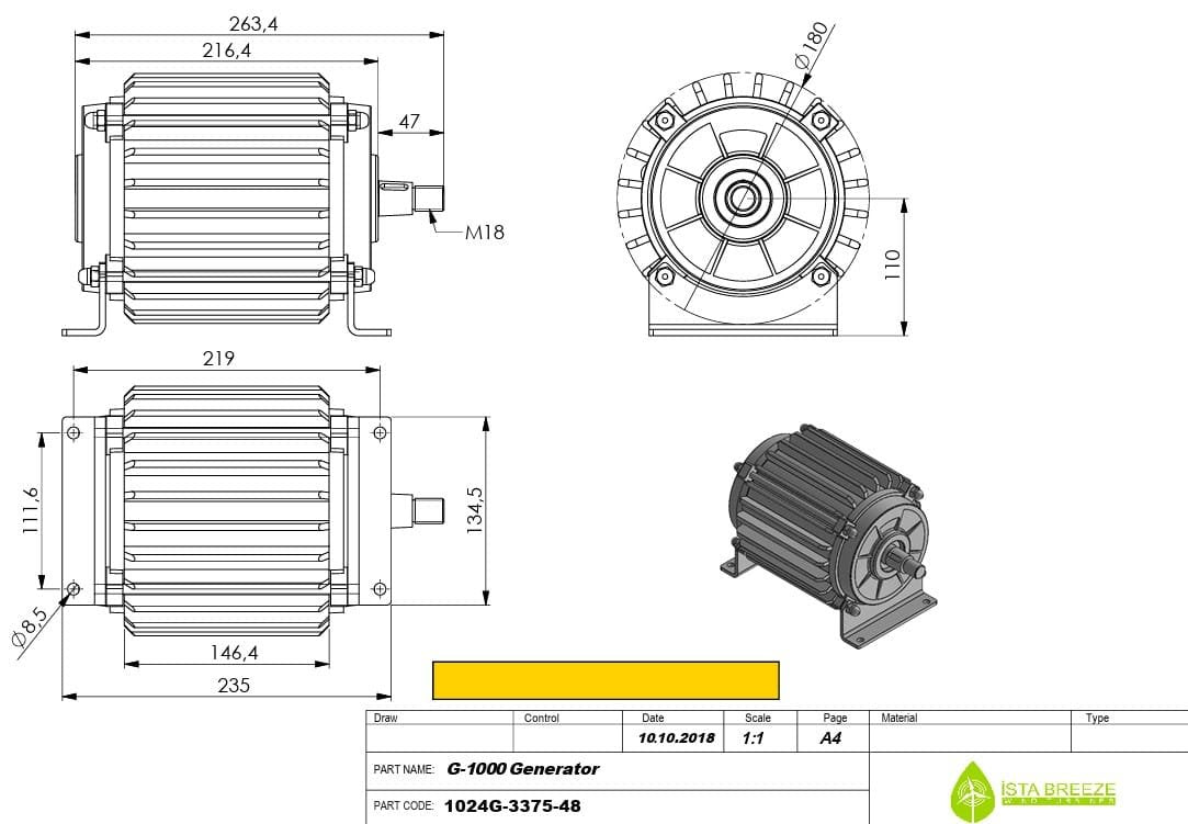 Istabreeze G-1500 48V nuolatinio magneto generatorius