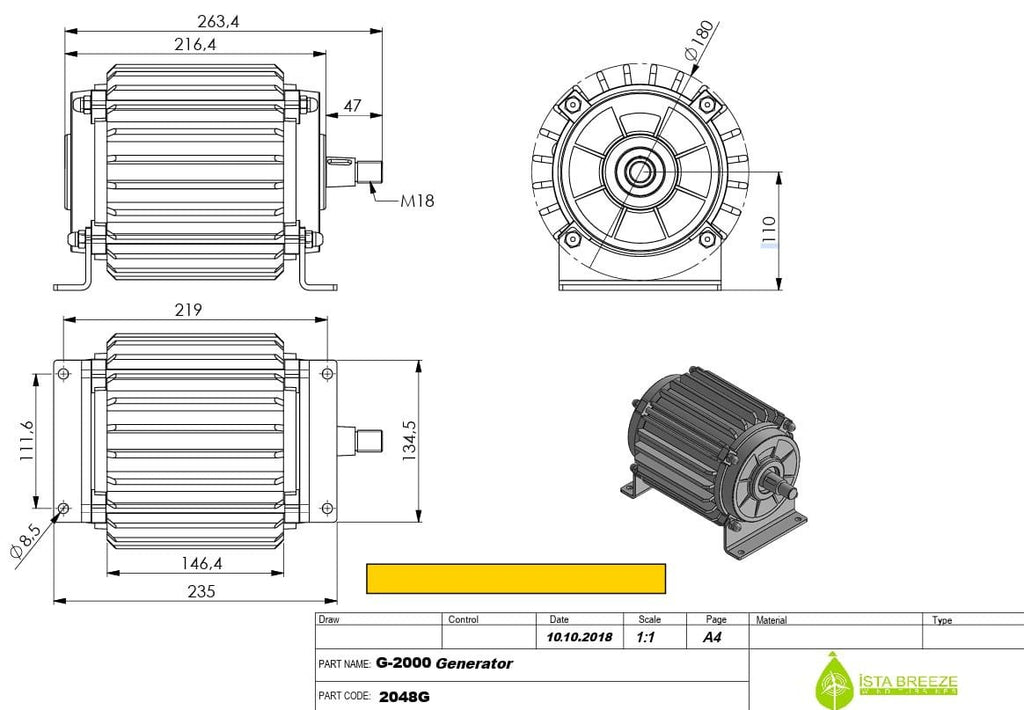 Istabreeze G-2000 48V nuolatinio magneto generatorius