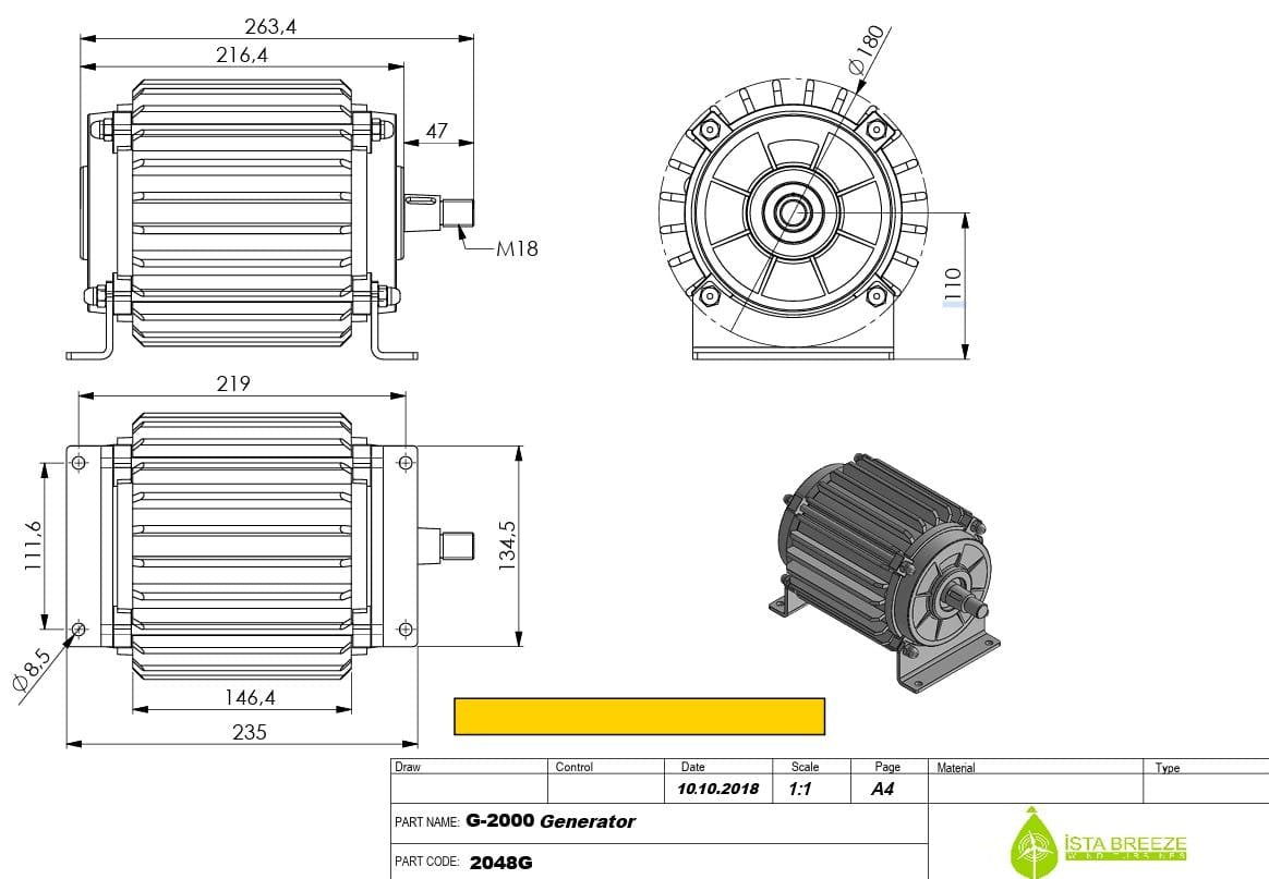 Istabreeze G-2000 48V nuolatinio magneto generatorius