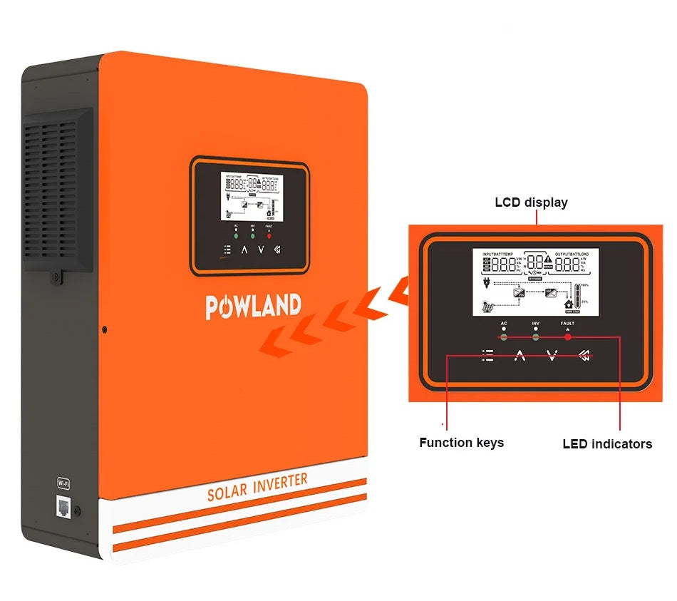 Powland 48V 6kW hibridinis saulės inverteris su wifi