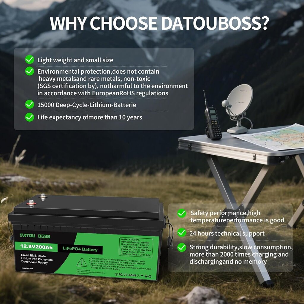 Akumuliatorius Datouboss, LiFePO4, 200Ah, 12V