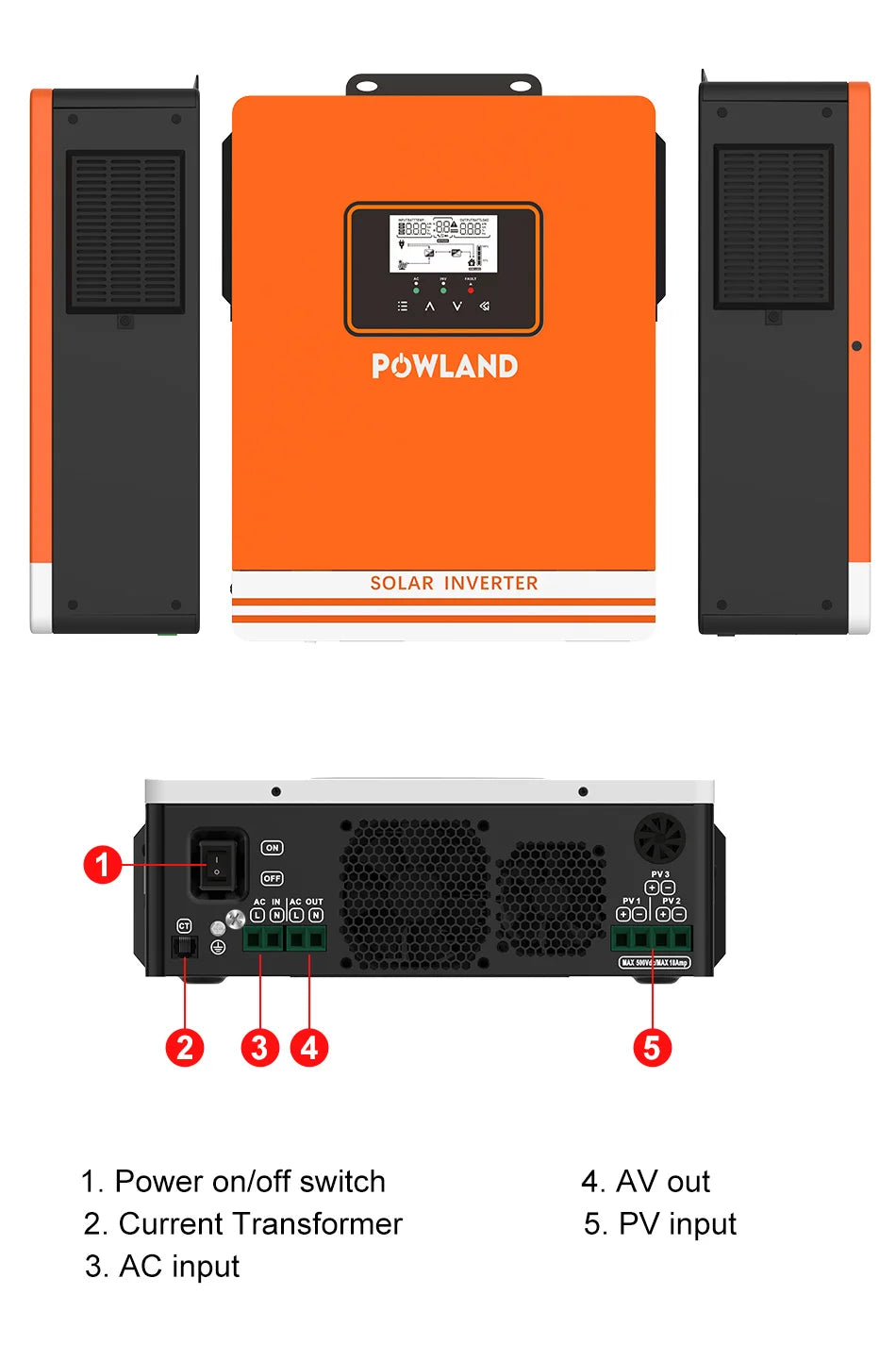 Powland 10kW saulės inverteris su wifi