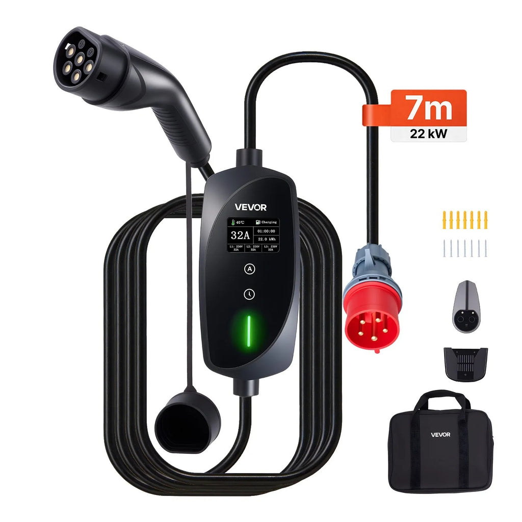 ProCharge 22 kW nešiojamas trifazis 2 tipo EV įkroviklis 7 m