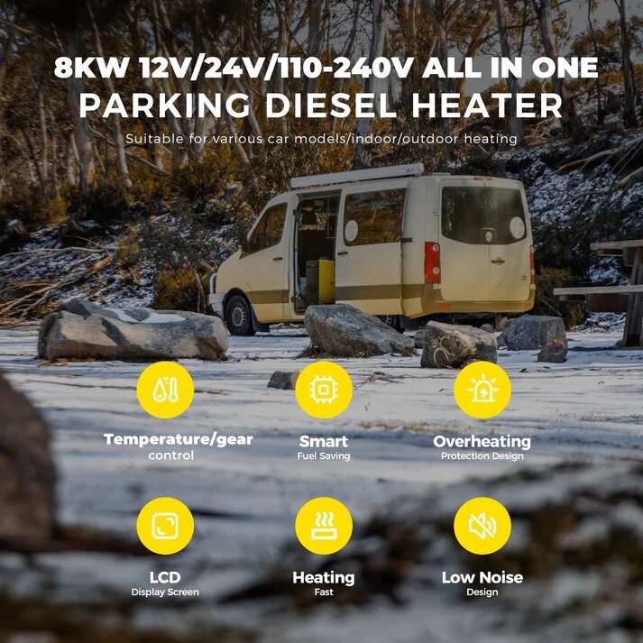 Dyzelinis šildytuvas Sunster A2013SL, 8 kW 12/24 V, 220 V su LCD valdikliu