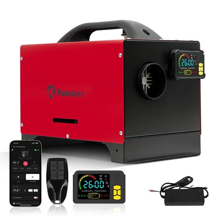 Dyzelinis šildytuvas Sunster A2200BS, 8 kW 12/24 V, 220 V su Bluetooth ir LCD valdikliu