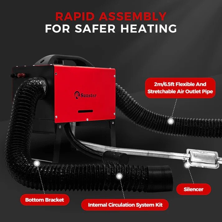 Dyzelinis šildytuvas Sunster A2200BS, 8 kW 12/24 V, 220 V su Bluetooth ir LCD valdikliu