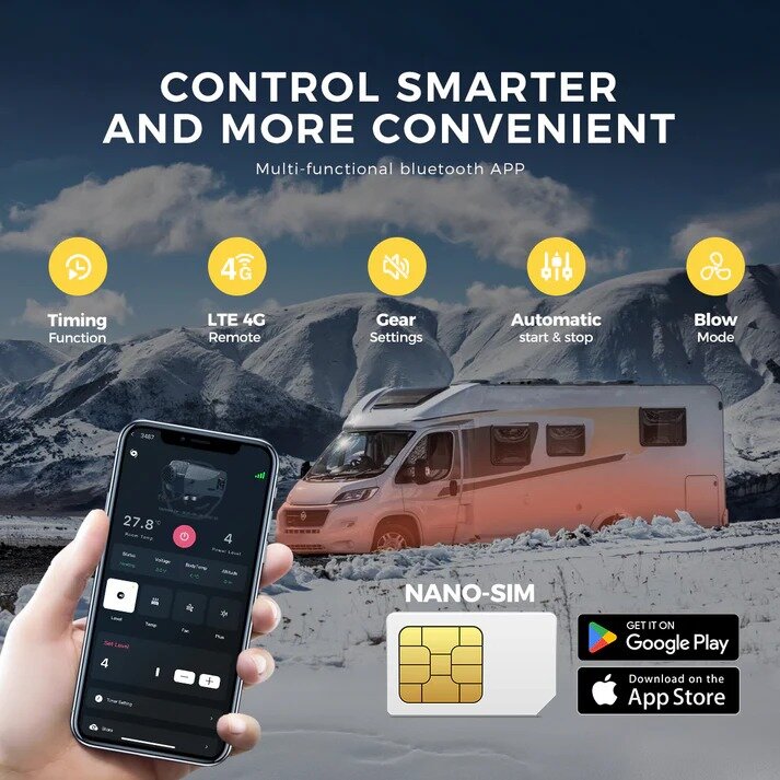 Dyzelinis šildytuvas Sunster A2446, 8 kW 12/24 V su GSM valdymu ir atnaujintu pagrindiniu LET-4/5G valdikliu