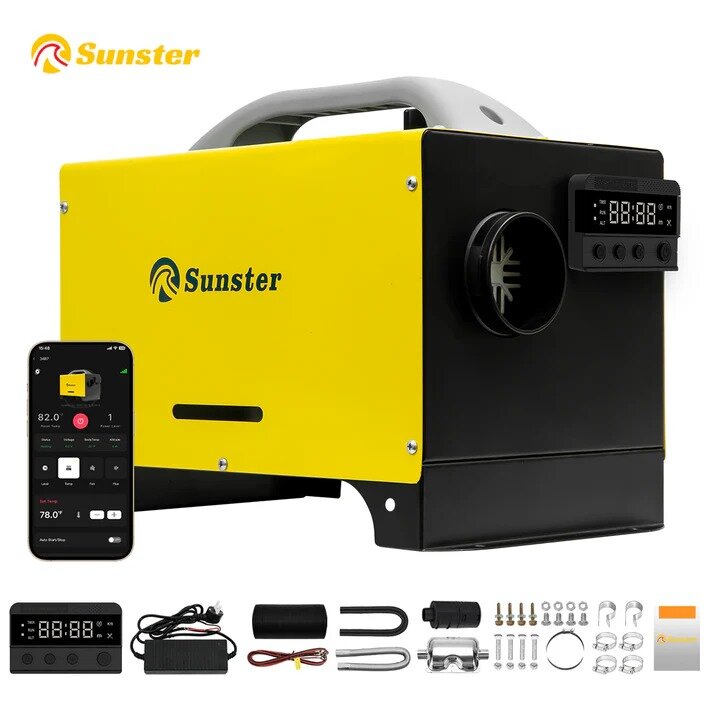 Dyzelinis šildytuvas Sunster A2446, 8 kW 12/24/220V su integruota GSM LTE 4G/5G nuotolinio valdymo versija