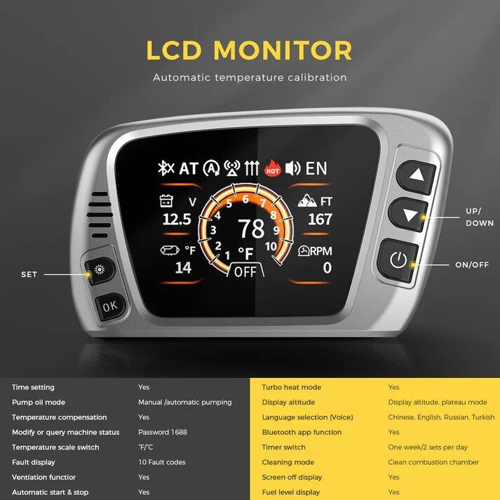 Dyzelinis šildytuvas Sunster HTB1, 8 kW 12 V / 220 V su Bluetooth