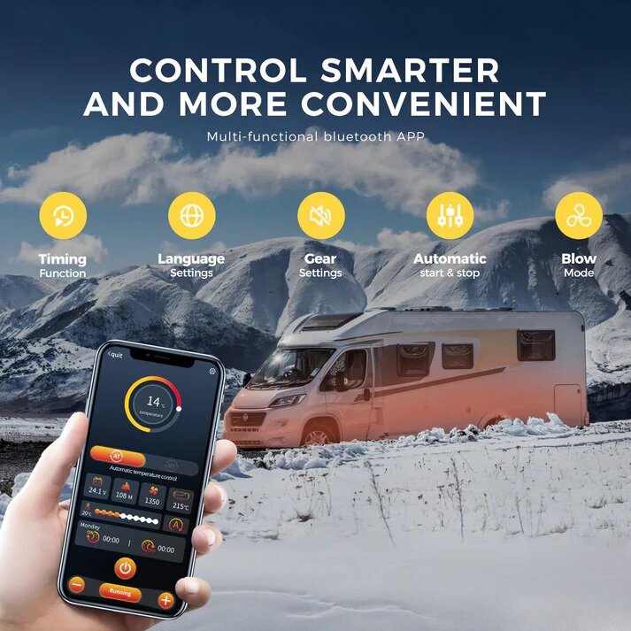 Dyzelinis šildytuvas Sunster HTB1, 8 kW 12 V / 220 V su Bluetooth