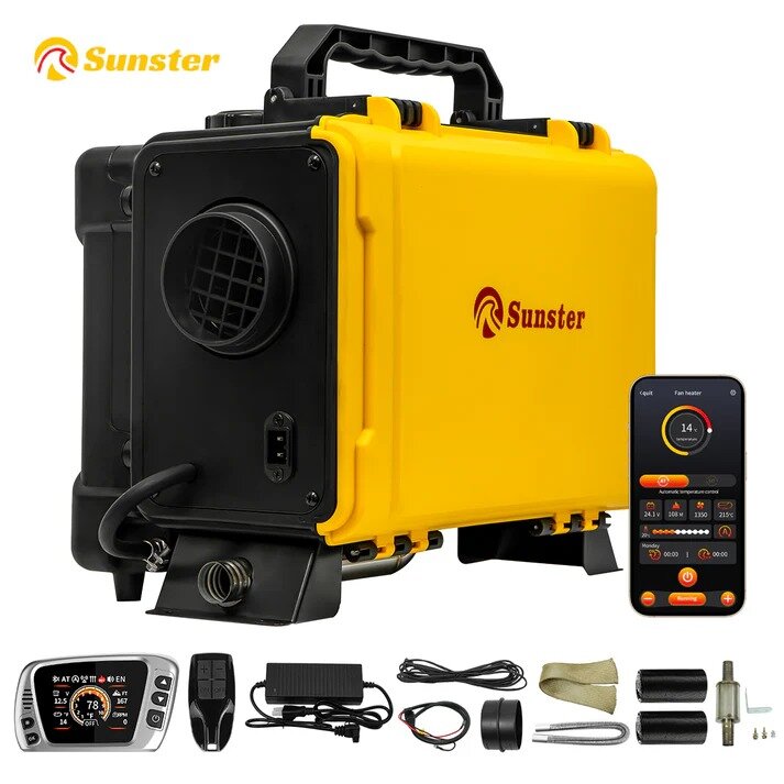 Dyzelinis šildytuvas Sunster HTB1, 8 kW 12 V / 220 V su Bluetooth
