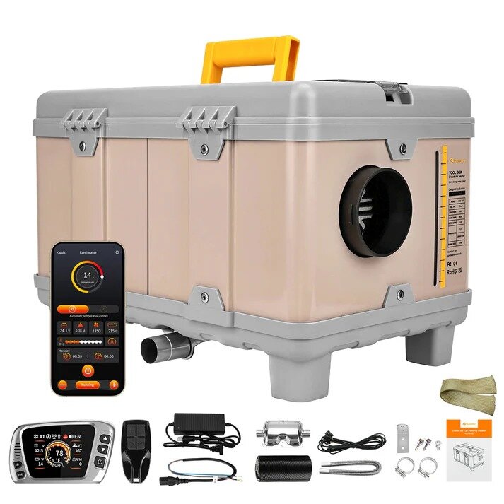 Dyzelinis šildytuvas Sunster TB10, 8 kW 12 V / 220 V su Bluetooth valdymu