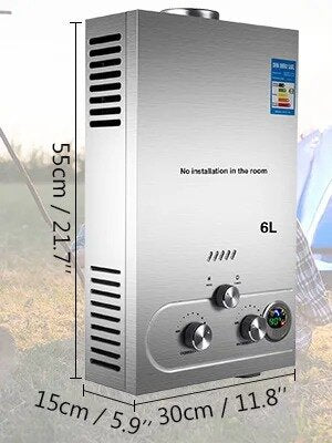 Momentinis dujinis vandens šildytuvas Vevor, 6l/min, 12kw.