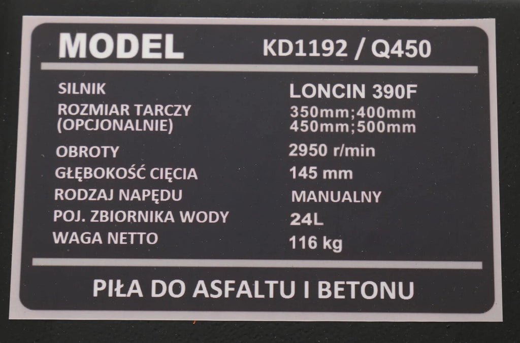 Motorinis benzininis asfalto ir betono pjūklas KD11920 disko skersmuo iki 500 mm