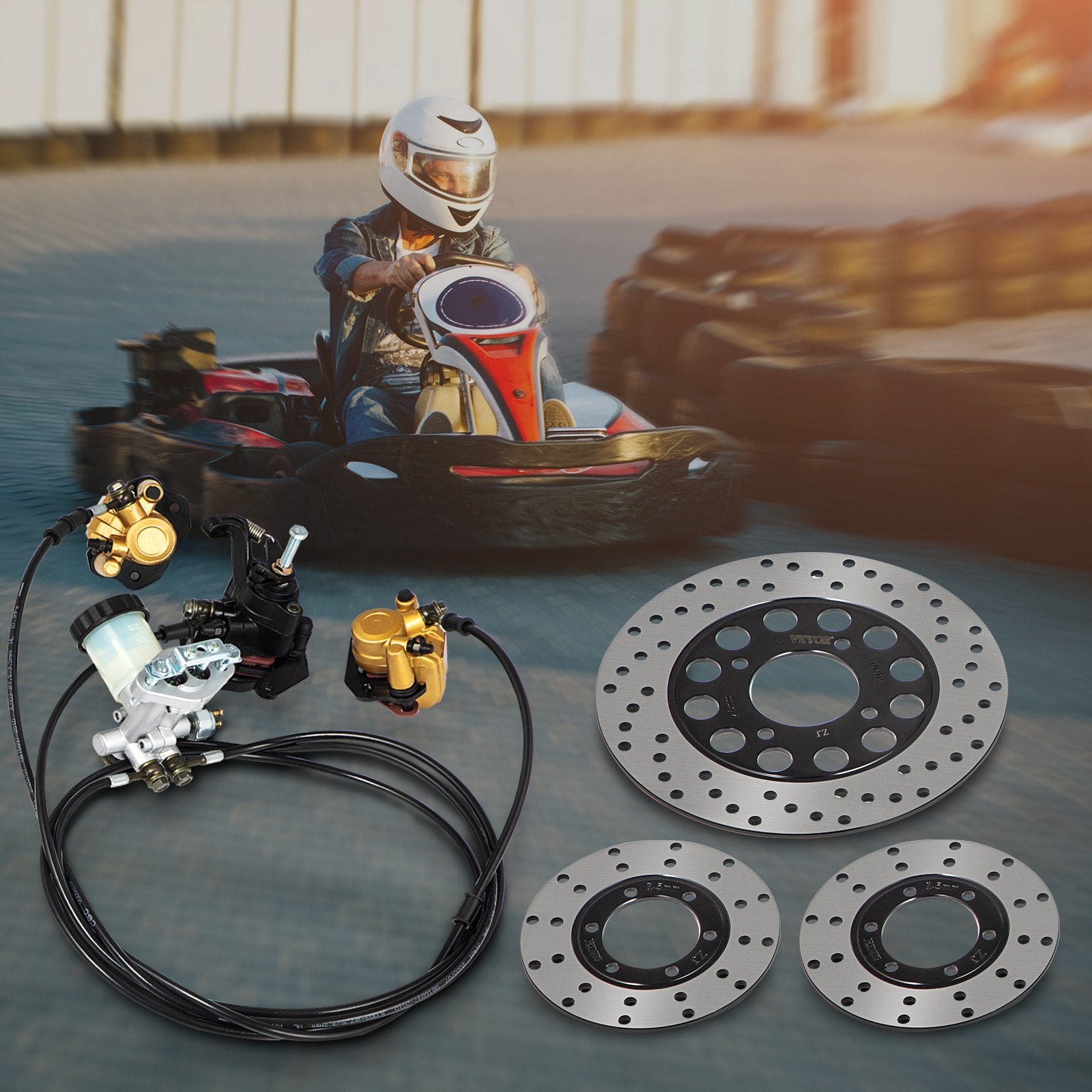 Kartingo stabdžių sistemos komplektas KD150BRKIT, 150cc modeliams