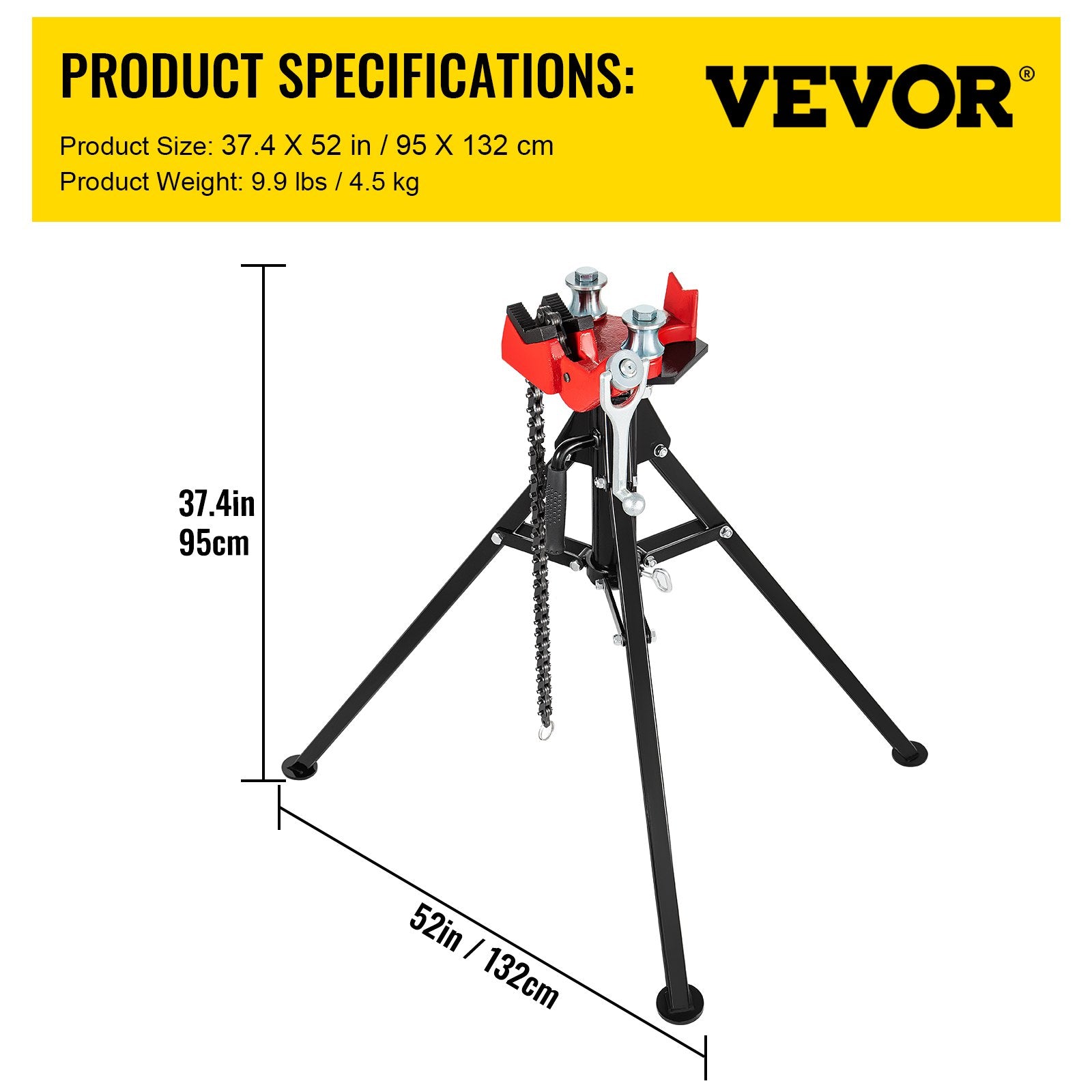 Grandininis vamzdžių spaustuvas su stovu VEVOR TP-425, 1/8"-5" talpa