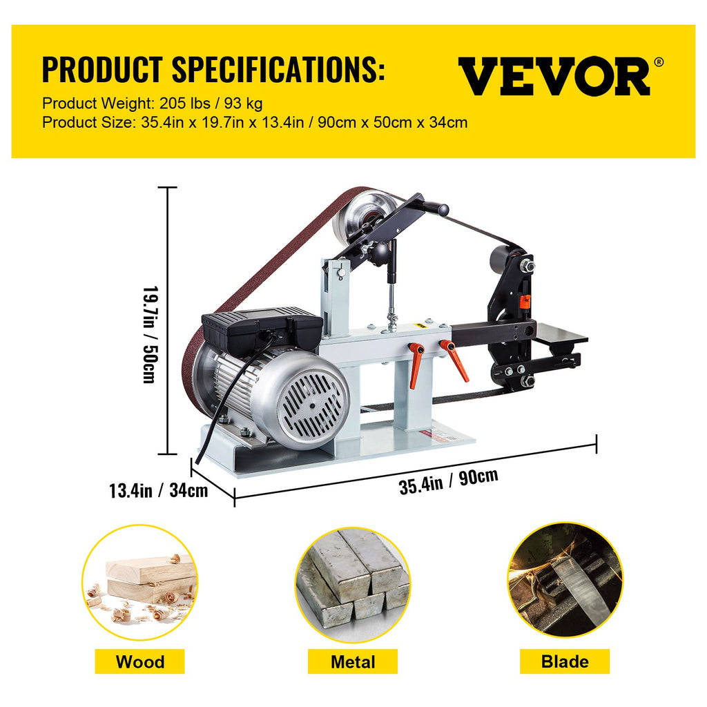 Juostinės šlifavimo staklės VEVOR 2HP, 1500 W