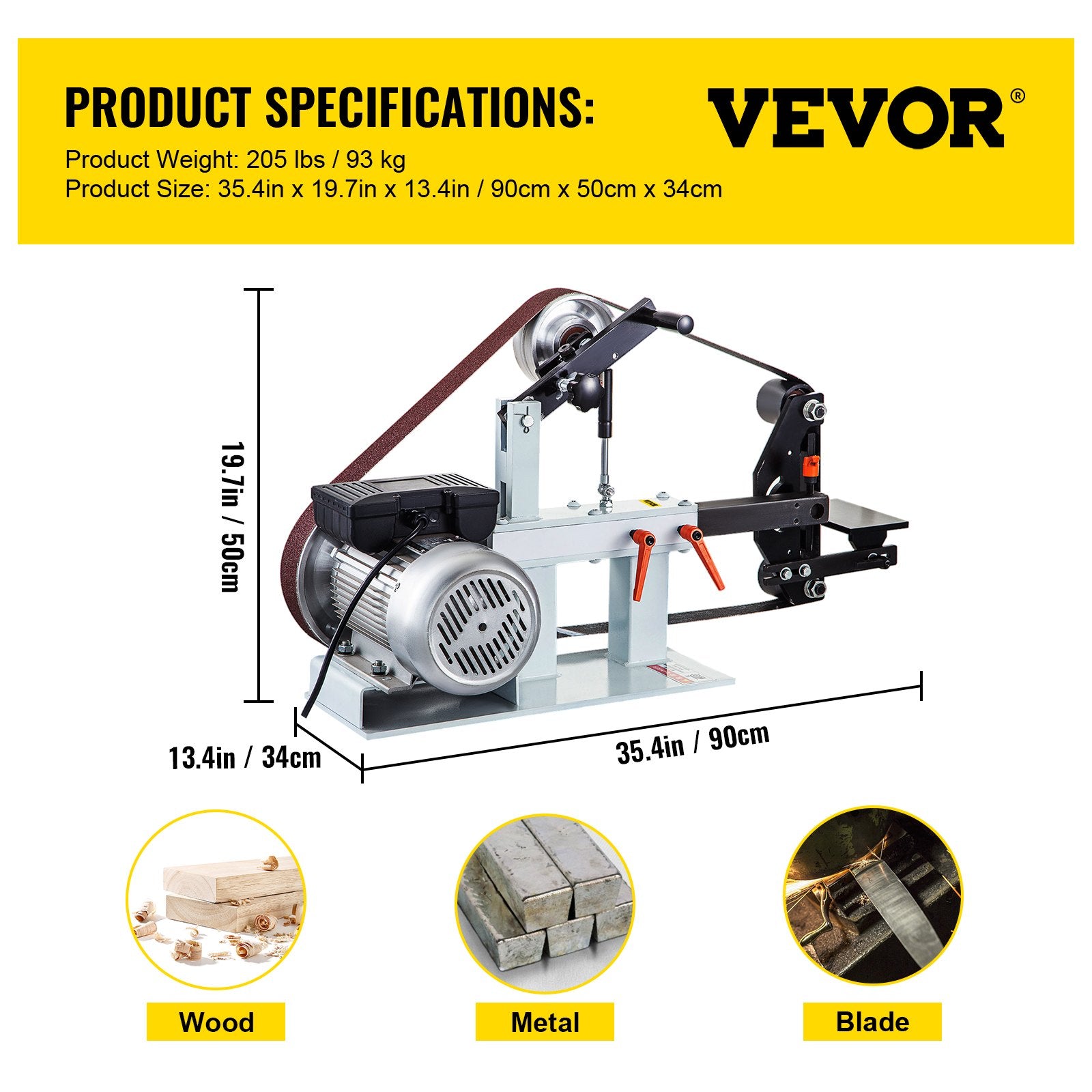Juostinės šlifavimo staklės VEVOR 2HP, 1500 W