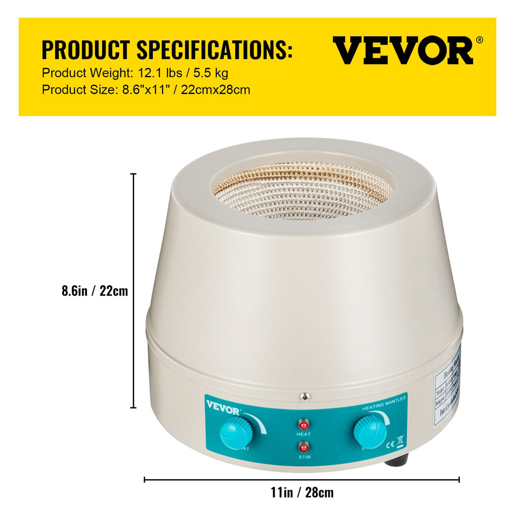 Kaitinimo mantija su magnetine maišykle VEVOR 98-2-B, 1000 ml