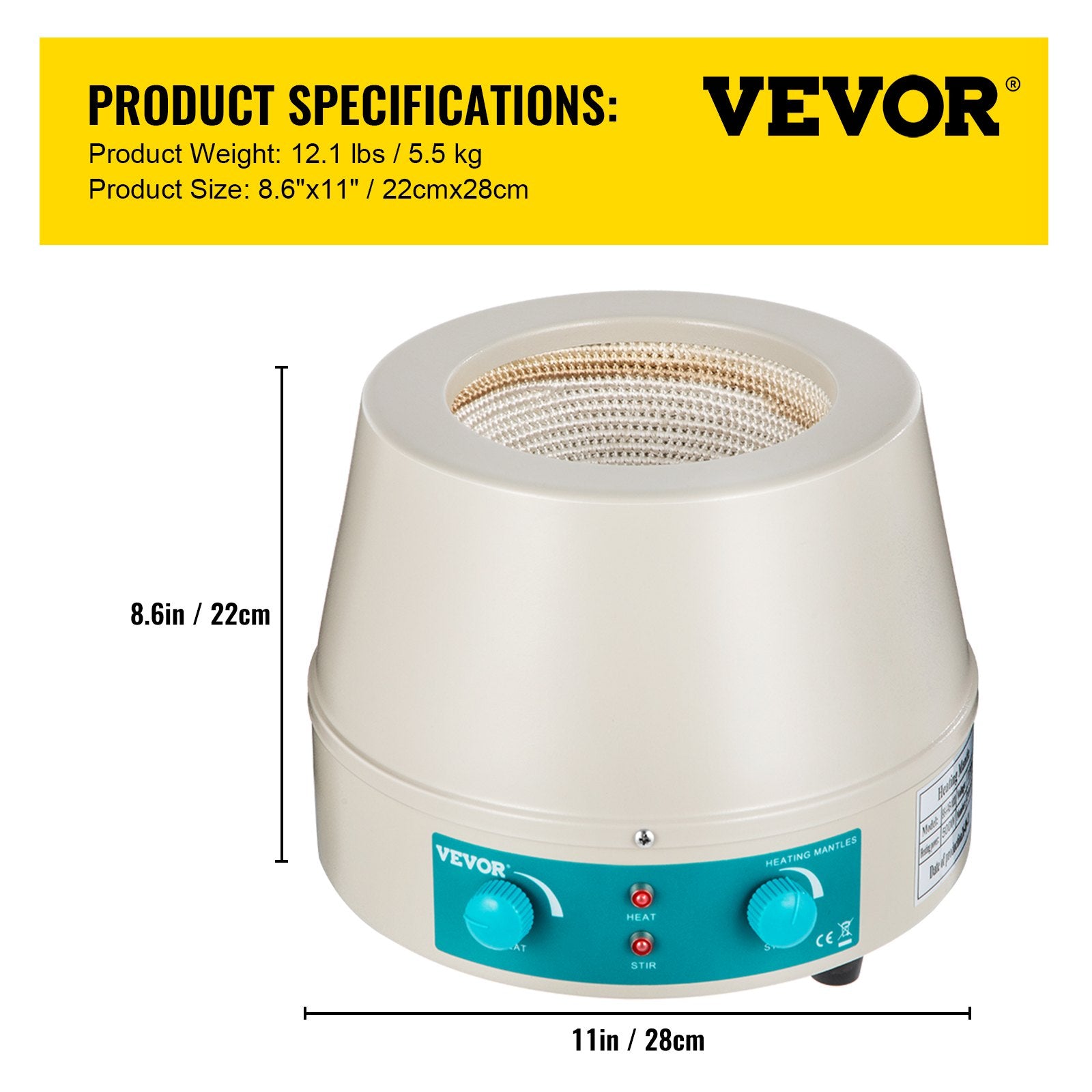 Kaitinimo mantija su magnetine maišykle VEVOR 98-2-B, 1000 ml