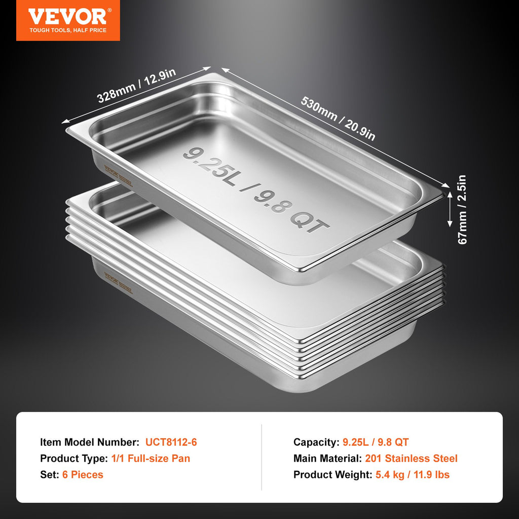 Gastronominiai indai VEVOR UCT8112-6, 6 vnt., 9,25 l