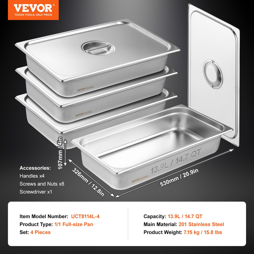 Gastronominiai indai VEVOR UCT8114L-4, 4 vnt.