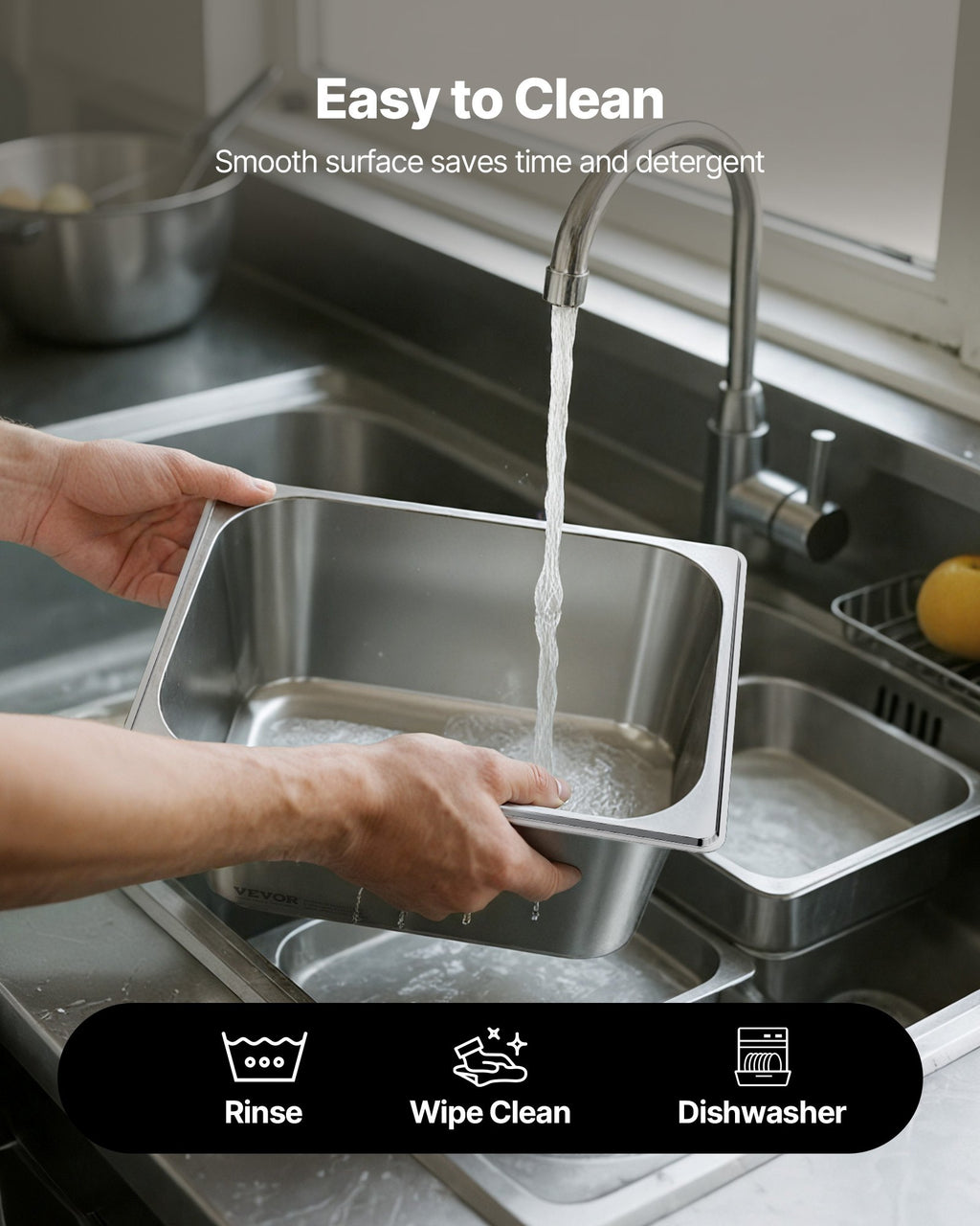 Gastronominiai indai VEVOR HZ812-150T, 1/2 GN, 148 mm gylio, 2 vnt.