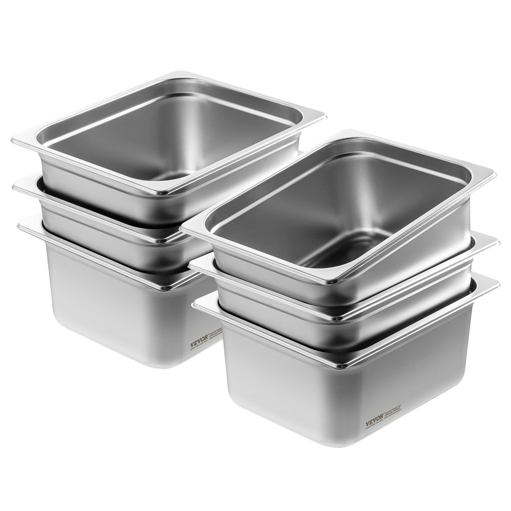 Gastronominiai indai VEVOR UCT8126-6, GN 1/2, 150 mm gylio, 6 vnt.