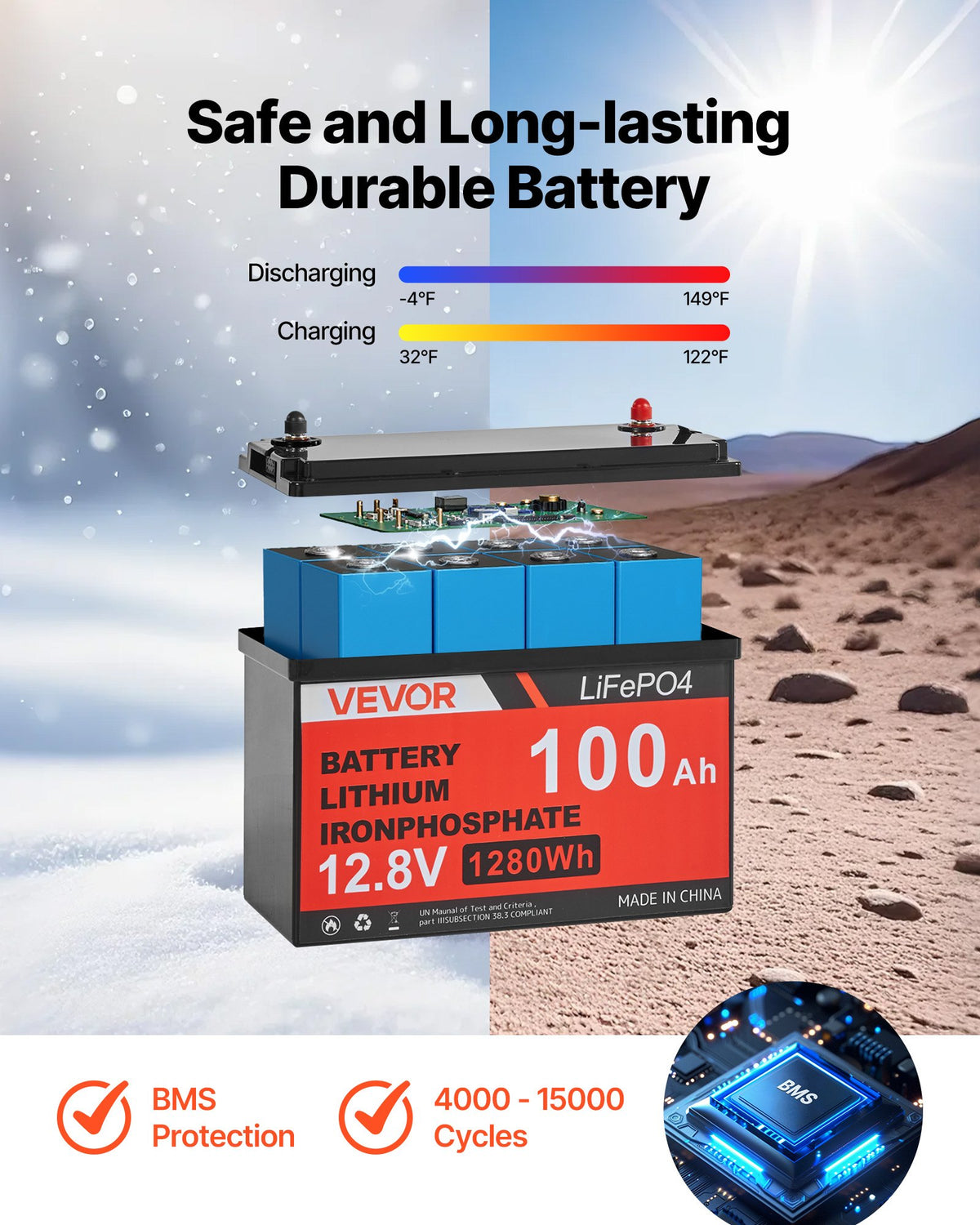 Saulės elektrinės rinkinys VEVOR 400W 12V, 100Ah LiFePO₄ akumuliatorius