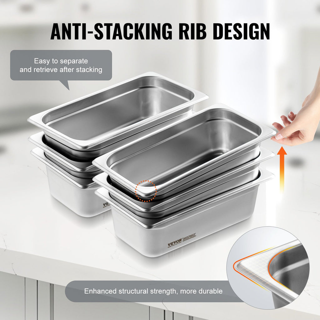 Gastronominiai indai VEVOR UCT8134-6, 1/3 GN, 6 vnt.