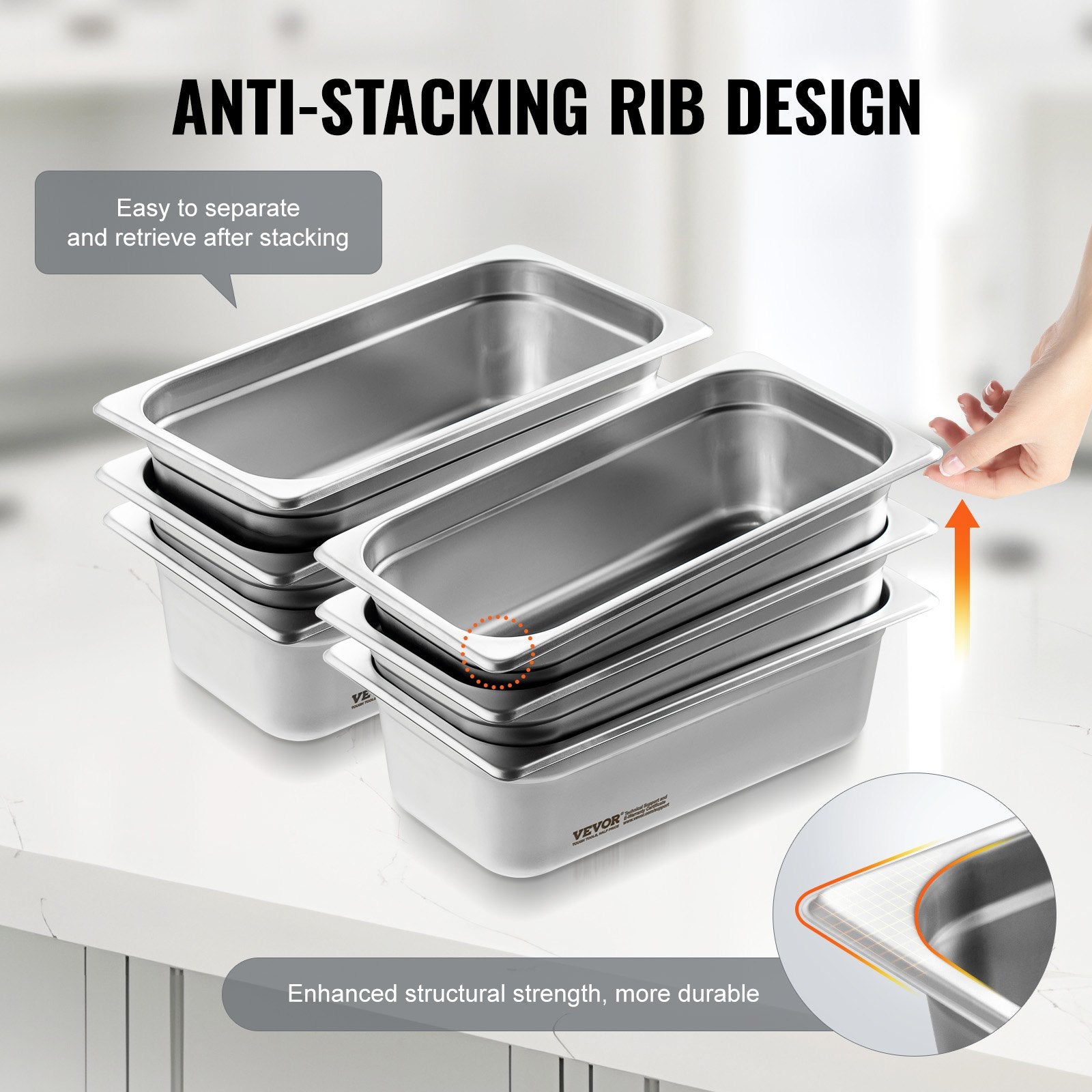 Gastronominiai indai VEVOR UCT8134-6, 1/3 GN, 6 vnt.