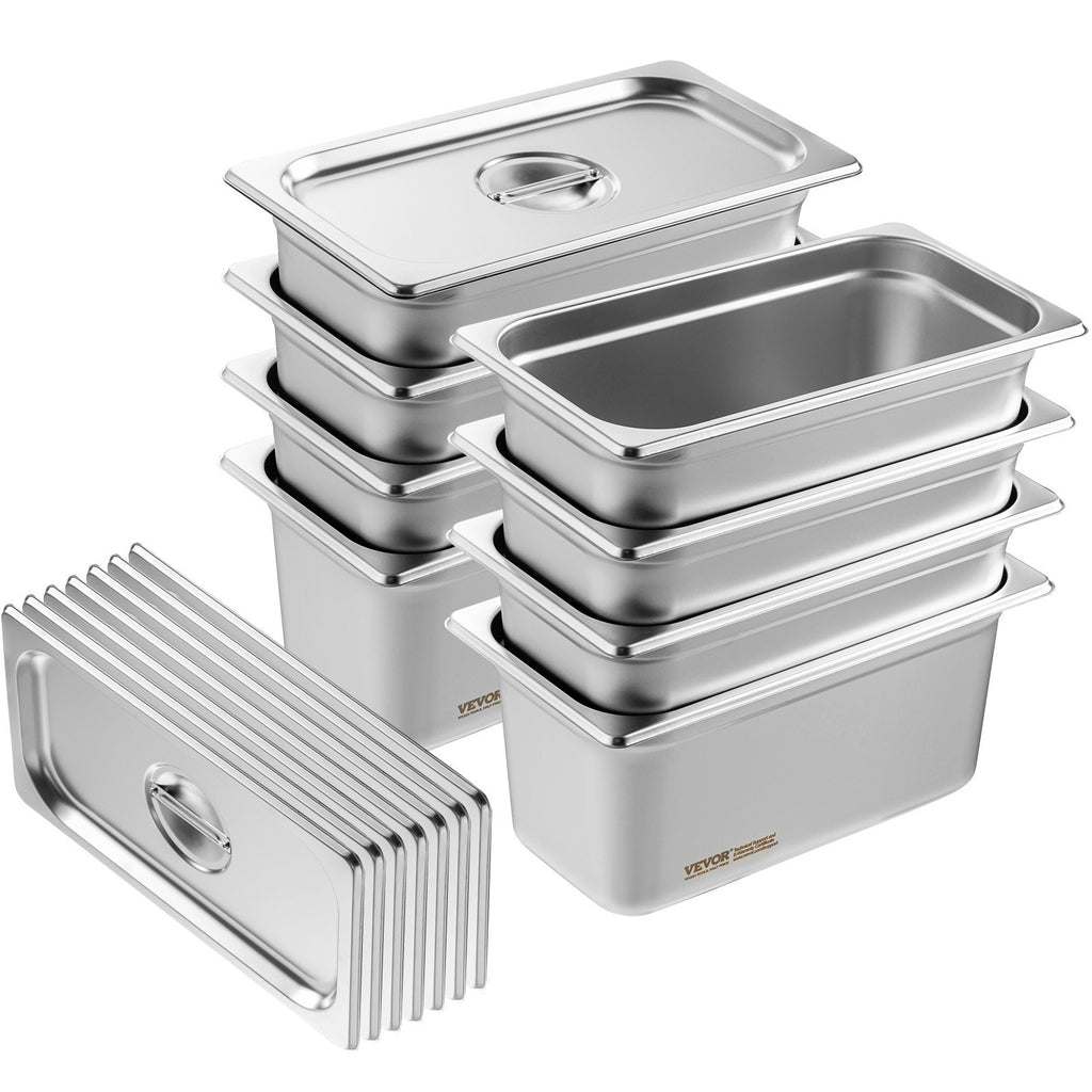 Gastronominiai indai VEVOR UCT8136L-8, GN 1/3, 150 mm gylio, 8 vnt.