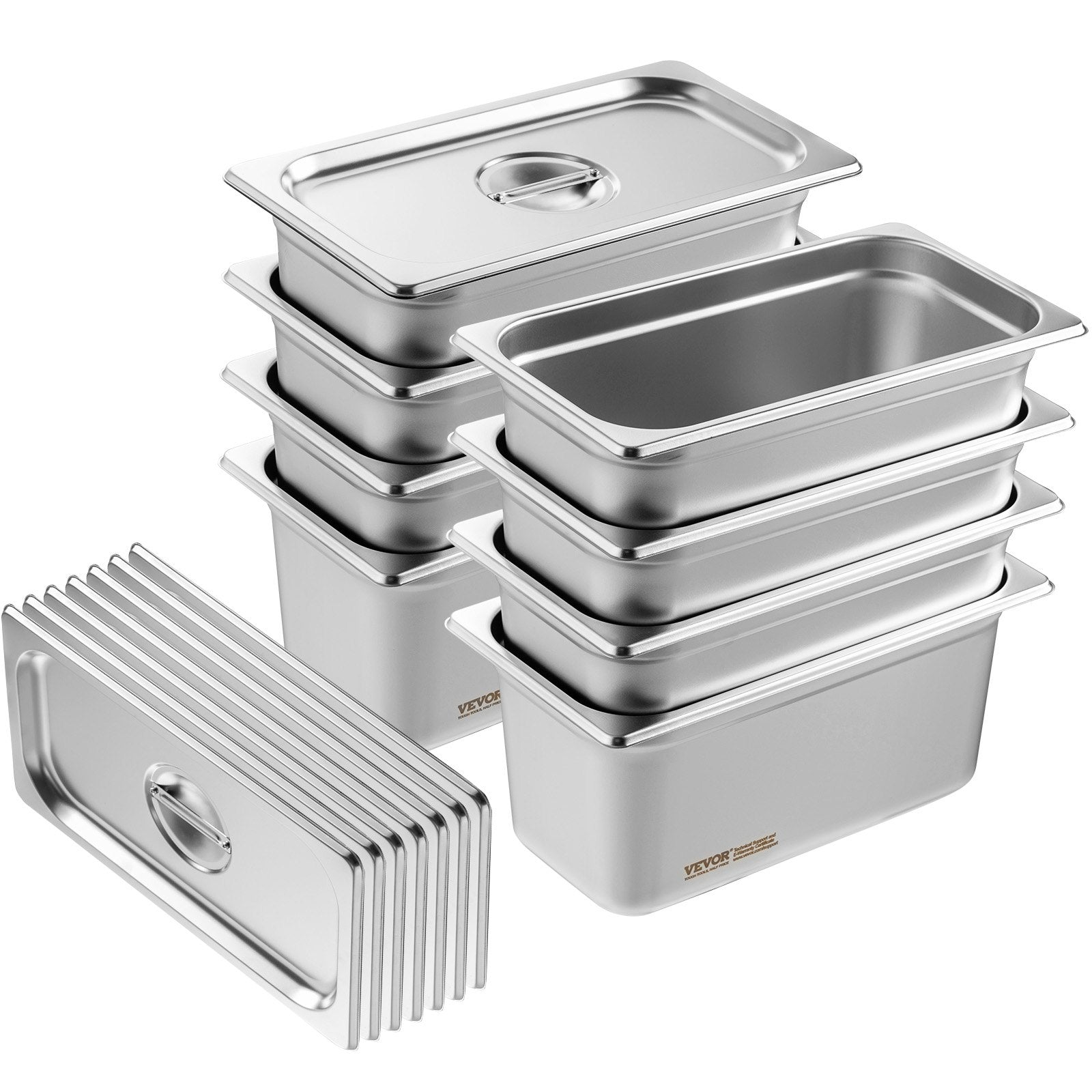 Gastronominiai indai VEVOR UCT8136L-8, GN 1/3, 150 mm gylio, 8 vnt.