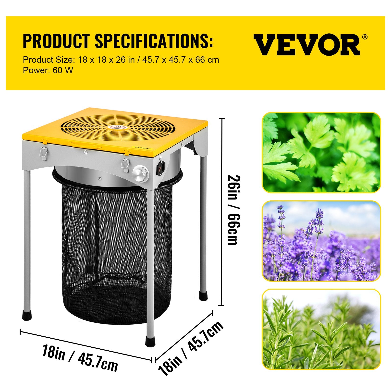 Elektrinis lapų ir žiedų trimeris VEVOR 45.7 cm, 60W