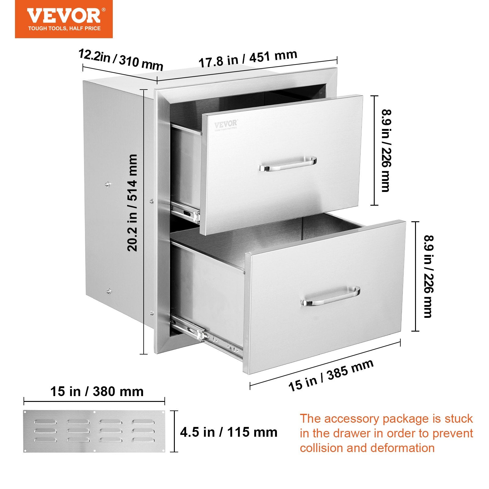 Lauko virtuvės stalčiai VEVOR KM-CTG-2302-SKU13, 2 dalių