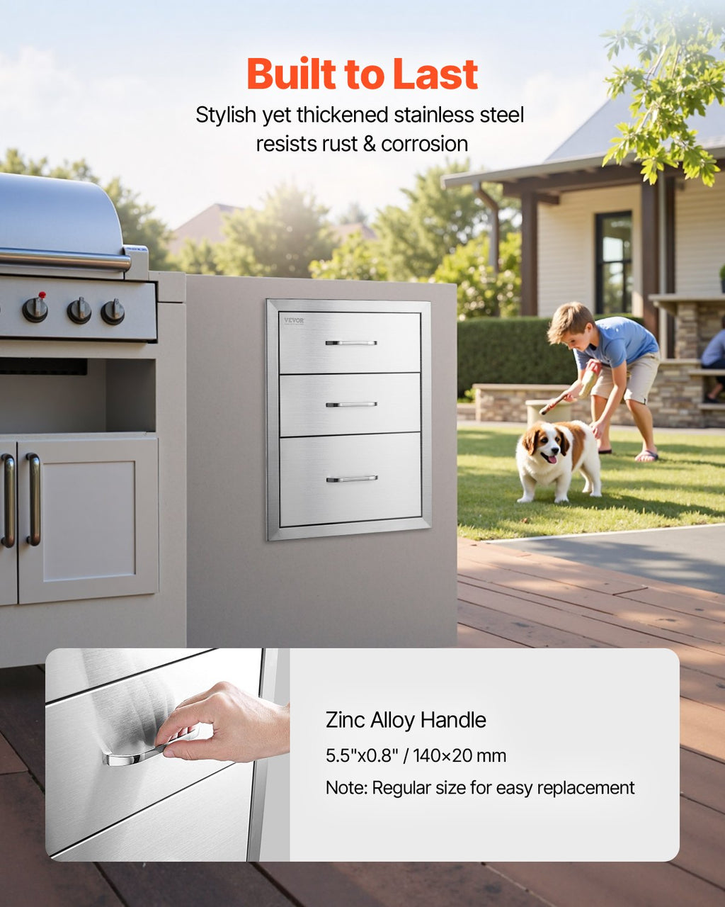 Lauko virtuvės stalčiai VEVOR KM-CTG-2302-SKU3, 3 skyrių