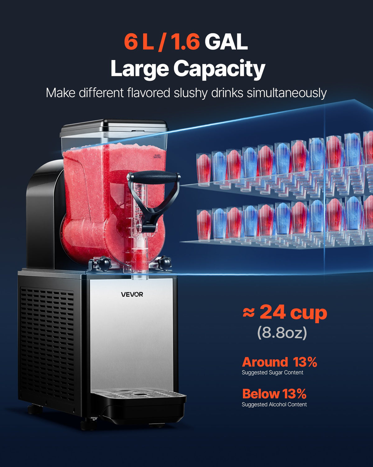 Šaldytų gėrimų gaminimo aparatas VEVOR SM-6LX1, 6 l