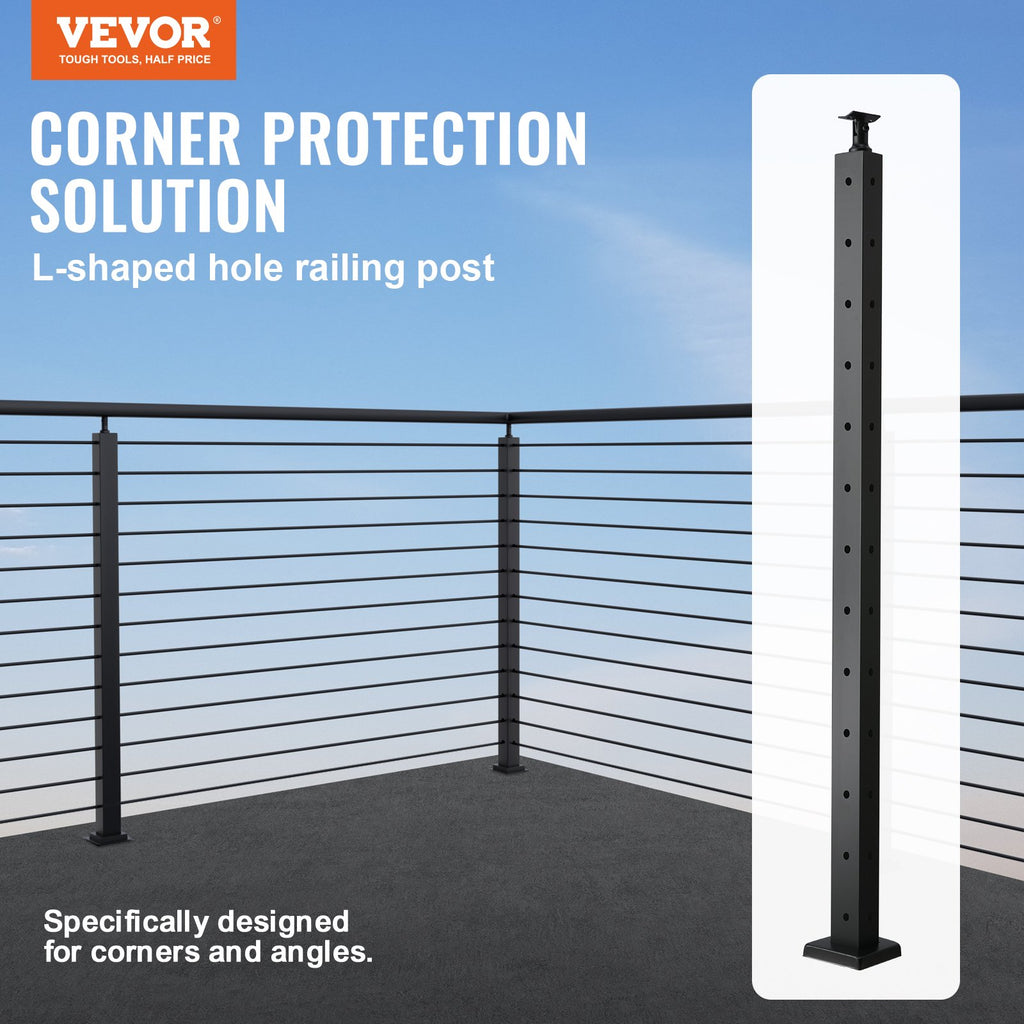 Trosinių turėklų kampinis stulpas VEVOR HR-014, 106,7 cm