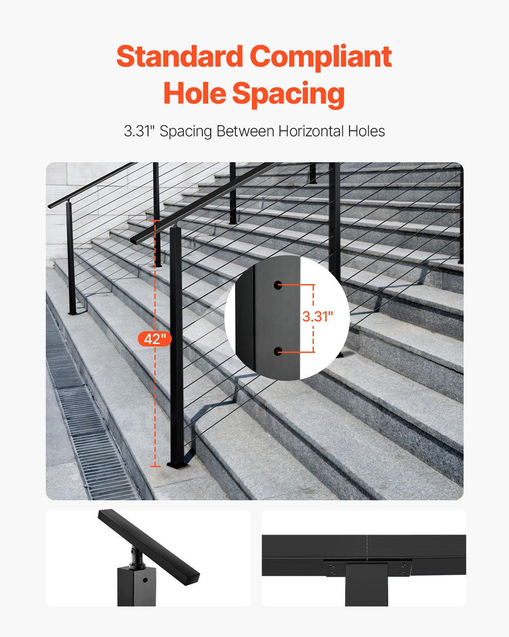 Turėklų stulpas VEVOR HR-013G, 107 cm aukščio
