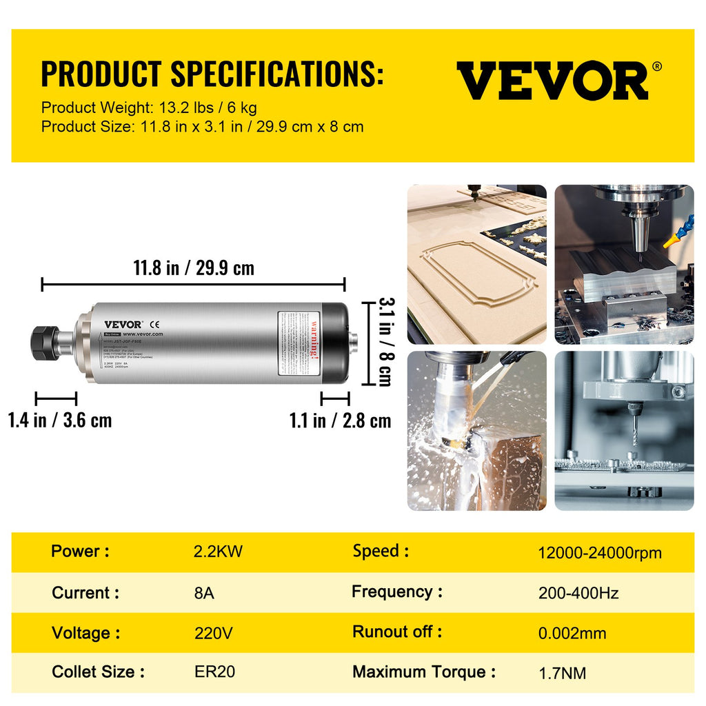 CNC špindelis VEVOR ER20, 2.2 kW