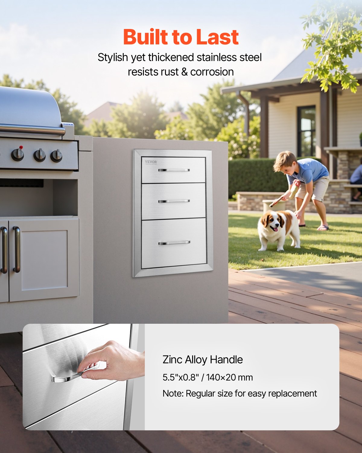 Lauko virtuvės stalčiai VEVOR KM-CTG-2302-SKU4, 3 dalių