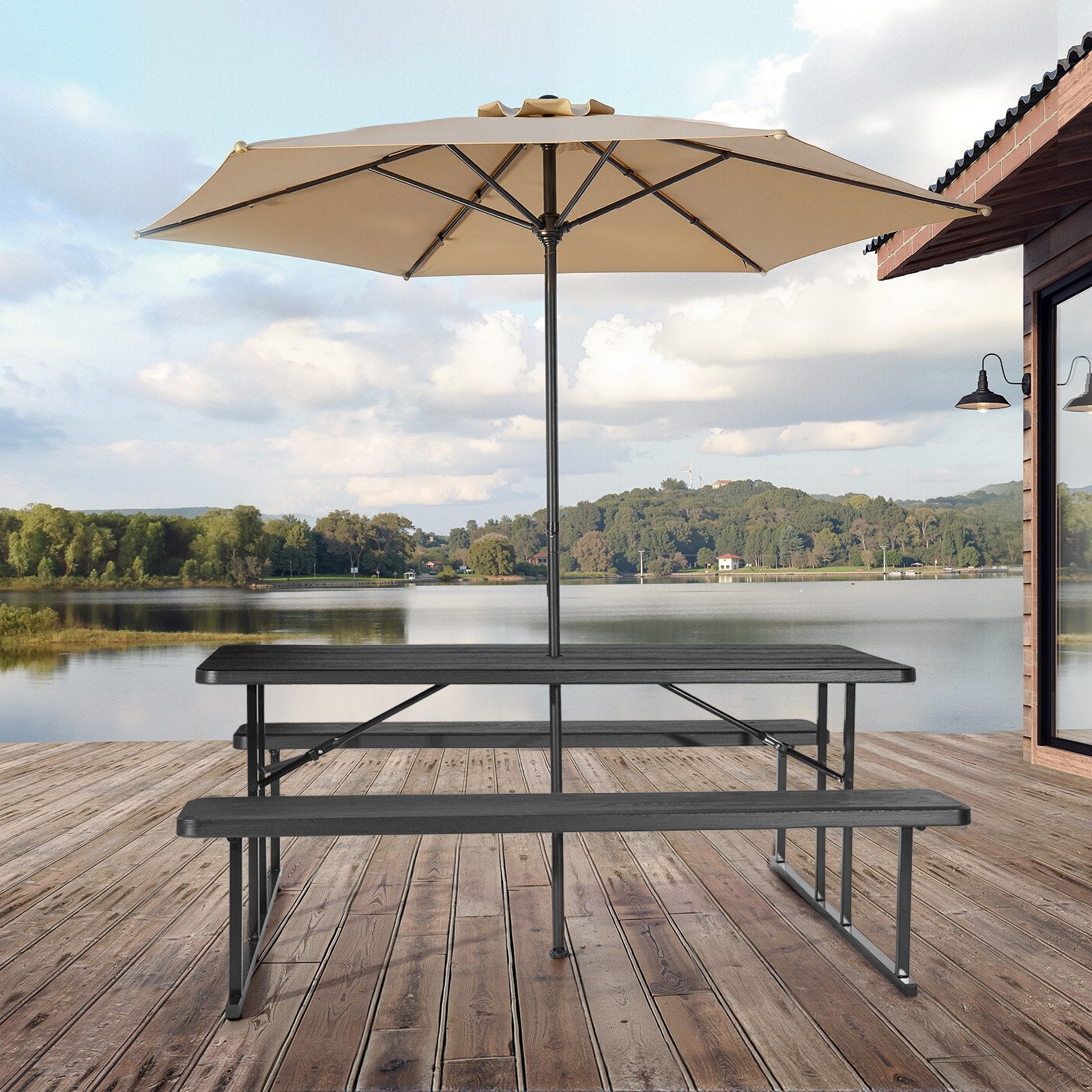 Sulankstomas iškylos stalas su suolais VEVOR EBB-3072KD-2CN, 180 cm ilgio